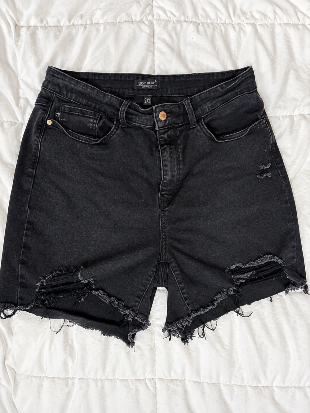 Judy Blue Black Ripped High-Rise Denim Shorts